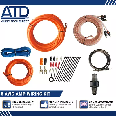 Amp Wiring Kit 8AWG 1600W 60A Fuse 8 Gauge Amplifier Audio Power Sub Cable Car • £19.99