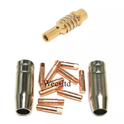 MB15 MIG WELDING CONSUMABLES KIT TORCH CONTACT TIPS NOZZLE SHROUD 14AK/15AK 13pc • £6.49