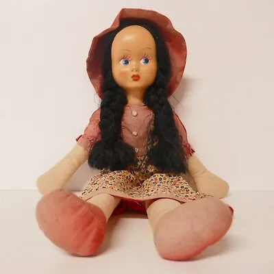 Vintage 1960s Looby Loo Rag Doll With Hard Plastic Celluloid Face. • £25