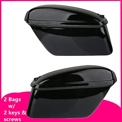 Pair Motorcycle Saddle Bags Side Cases Hard Trunk Rear Left & Right Glossy Black • $76.99