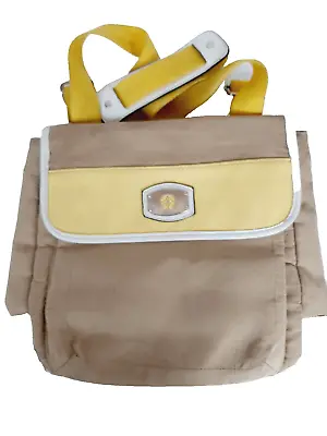 Vintage Small Yellow Beige & White Messenger Bag Backpack Handbag Purse • $25.63
