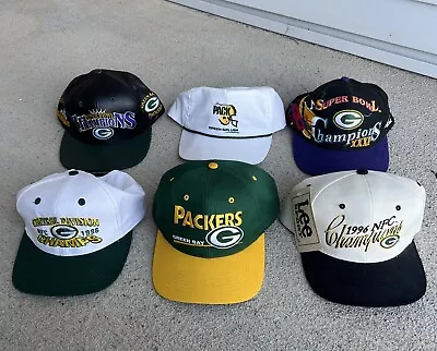 Vintage 1990s 90s Green Bay Packers Snapback Hat Lot 6 NFL Football Green Caps • $50