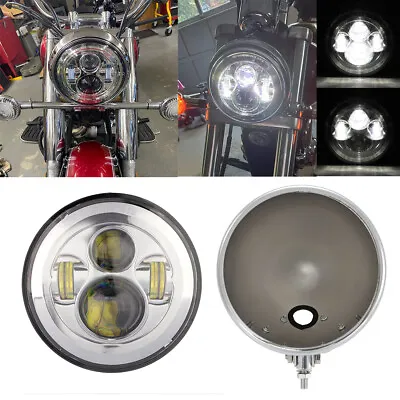 $79.99 • Buy 7inch Led Headlight + Housing Bucket For Yamaha V-Star 650 1100 Motorcycle Bike