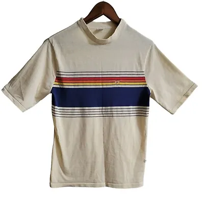 Vintage 1970's 70s Hang Ten Striped Rainbow Single Stitch Tee T Shirt Yellow Tag • $74.99