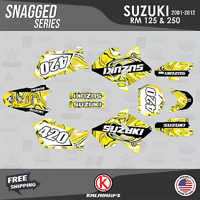 Graphics Kit For Suzuki RM125 RM250 (2001-2012) RM 125 RM 250 Snagged-Yellow • $82.99