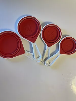 Set Of 4 Red Collapsible Silicone Measuring Cups Easy Storage • $8