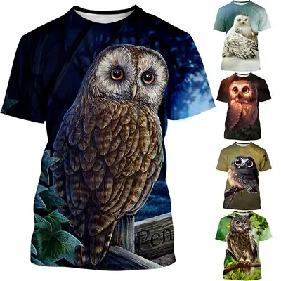 £8.39 • Buy Hot Animal Owl Womens/Mens 3D Print Casual T-Shirt Short Sleeve Tops Tee S-5XL