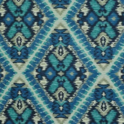 P Kaufmann SPARTA PEACOCK Cotton Blue Ikat Drapery Uph Fabric • $16.99