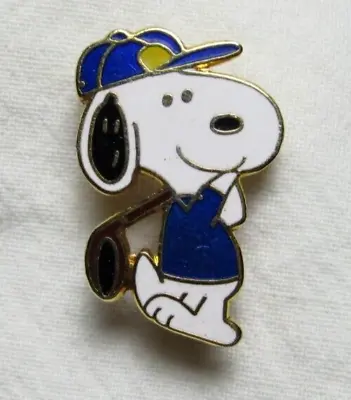 Vintage Aviva Snoopy Blue Golf Club Lapel Pin - Enameled Gold Tone • $9.99