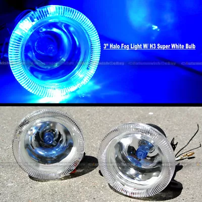 For RX-8 3  Round Super White Blue Halo Bumper Driving Fog Light Lamp Kit • $32.95