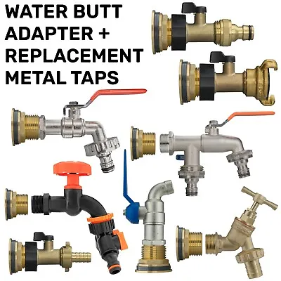 Water Butt Replacement Taps All Brass Lever UK Bib Outlet Barb Quick Hosepipes • £8.79