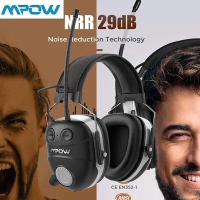Mpow Bluetooth Ear Defender NRR 29dB Ear Muffs Hearing Protector Noise Reduction • £40.84