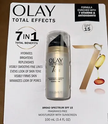 OLAY Total Effects 7-In-1 Moisturizer SPF 15 Fragrance Free 3.4 Fl Oz • $25.99