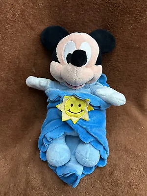 Disney Baby Mickey Mouse In Blanket Soft Toy Plush • £9.50