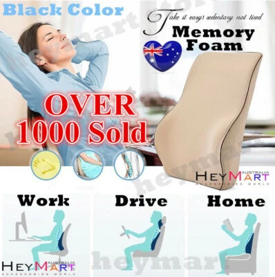 $18.05 • Buy Black Memory Foam Lumbar Back Support Cushion Pillow Home Car Office Seat Chair1