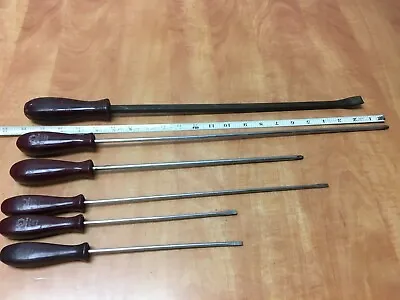 Matco Tools 5x Screwdrivers & 1 Prybar Maroon Hard Handles 8  To 18  Lot Of 6  • $79.99