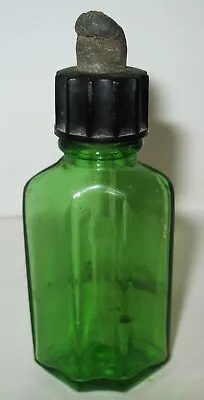 Vintage Green Glass Medicine Bottle With Squeeze Dropper • $8.95