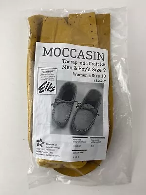 Moccasin Craft Kit Men Boys Sz 9 Womens Sz 10 ELKS Tan Brown Leather DIY 3442-9 • $24.99