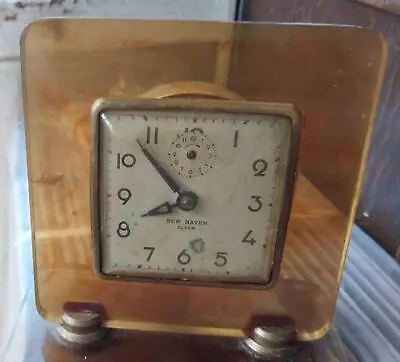 Vintage  Art Deco New Haven Alarm Clock Lucite Amber Parts/Repair • $14.95