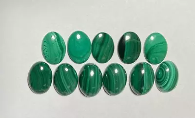 Closeout Lot Of Ten 10 Pcs Genuine Oval 14x10 Mm Cab Malachite Below Wholesale! • $17.50