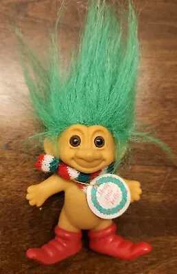 Russ Merry Little Troll Christmas Doll 3  Red Scarf Holiday Elf Figure TAGS • $12.99