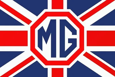 Garage Sign - MG Badge On British Flag - Size 16.5  | Easy To Hang Décor Wall  • $17.98