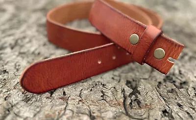 Distressed Brown Premium Leather Snap Belt - Removable - Snap On - Tan Soft - T • $30