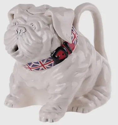 Blue Sky Clayworks English Bulldog Teapot Union Jack Collar NIB Auth Retailer • £62.23