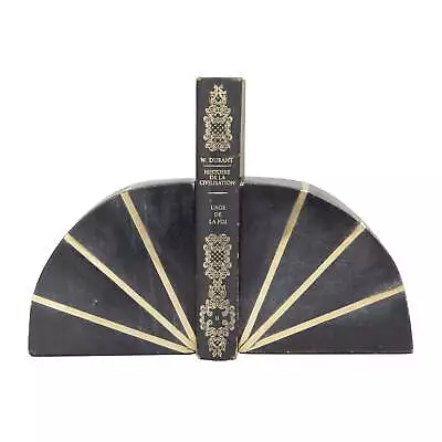 5  Geometric Black Marble Bookends With Gold Inlay (Set Of 2) • $36.99
