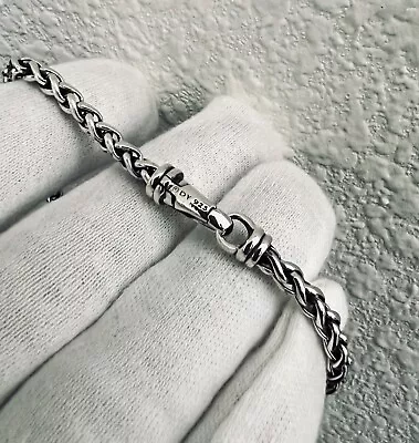 David Yurman .925 Sterling Silver Wheat Chain Men's Bracelet X Large 4mm • $249.99