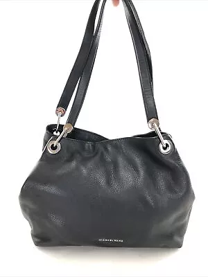 Michael Kors Raven Black Pebbled Leather Tote Purse Handbag Satchel EUC • $104.09