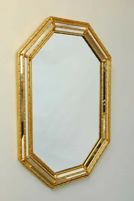 Mid-Century Labarge Octagonal Faux Bamboo Mirror • $700