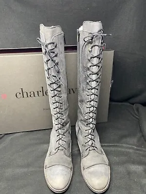 Charles David Women's Grey  Regiment Lace-up Boot Size 7 - Steampunk • $74.50