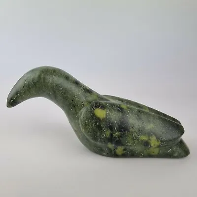 Vintage Canadian Eskimo Inuit Green Stone Carving Of A Bird Signed • £295