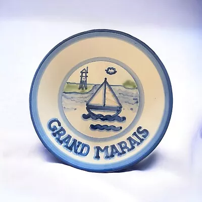 Vintage M A Hadley Pottery 9” Sailboat Luncheon Salad Plate Grand Marais MN • $19.95