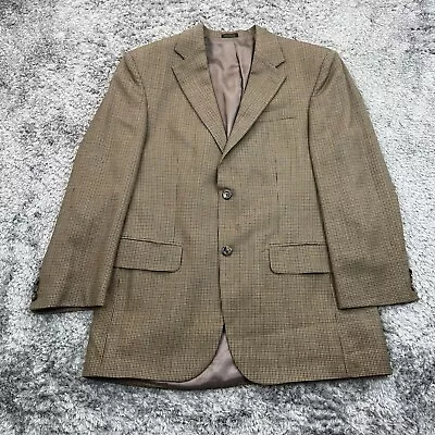 Vintage Oscar De La Renta Blazer Mens 40R Brown Tweed Wool 2 Button Sports Coat • $49