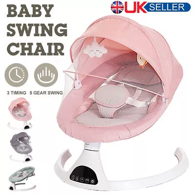 Electric Baby Swing Infant Cradle Bouncer Rocker Chair Music Remote Bluetooth UK • £69.90