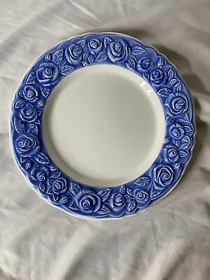 Franco Giorgi By Quadrifoglio Blue Roses Dinner Plate - Made In Italy • $16