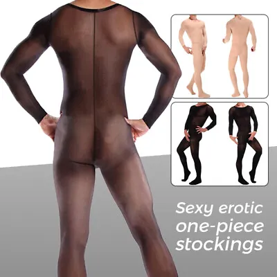 Men's Lingerie Bodystocking Full Body Pantyhose Bodysuit See Through Sleepwear • $9.89