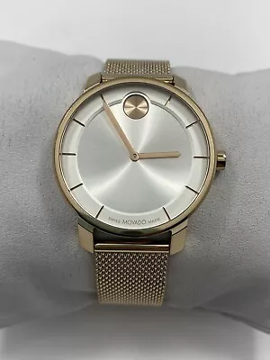 Movado Bold SWISS Quartz Silver Dial Rose Gold Tone Ladies Mesh Watch 3600924 • $149.95