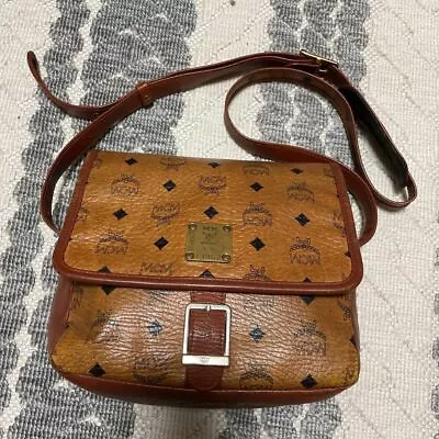 MCM Used Brown Vintage Visetos Leather Shoulder Cross Body Bag • $232