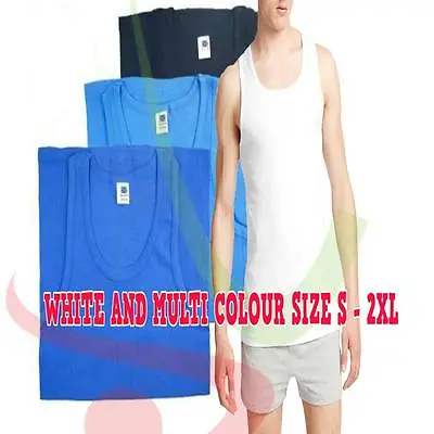 3 6 12 Mens 100% Cotton Sleeveless Vests Singlets Tank Tee Underwear Undershirt • £7.99