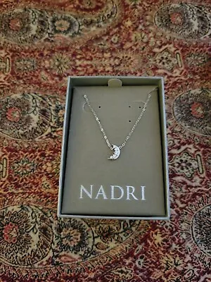 $25 • Buy NADRI Moon Necklace.  NWT. Silver With Crystals.