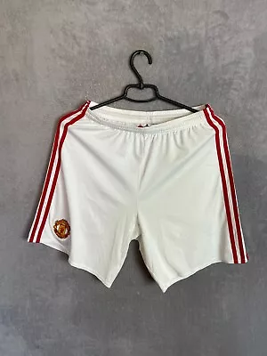 Manchester United Home Football Shorts White Adidas Mens Size M • $17