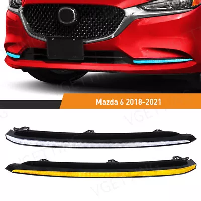 Pair For Mazda 6 2018-2021 LED Fog Lamp Daytime Running Light Turn Signal DRL • $67.44