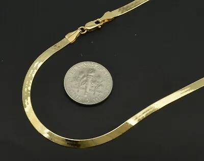 £176.09 • Buy 10K Yellow Solid Gold High Polish Silk Herringbone Chain Necklace 3mm 16''  -24 