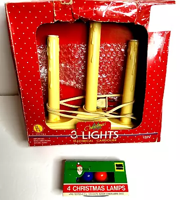 Vintage 3 Light CANDOLIERS Electric Plastic Candle Sticks Wax Drips W/Lights • $16.95