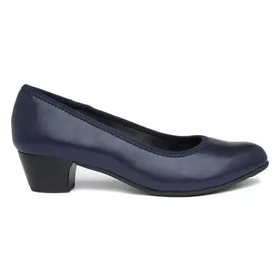 Jana Softline Womens Shoes Blue Adults Ladies Court Navy Heels Slip On SIZE • £29.99