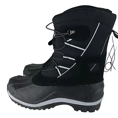 Falls Creek Mens Size 13 Black Winter Boots 3M Thinsulate Water Resistant • $39.99