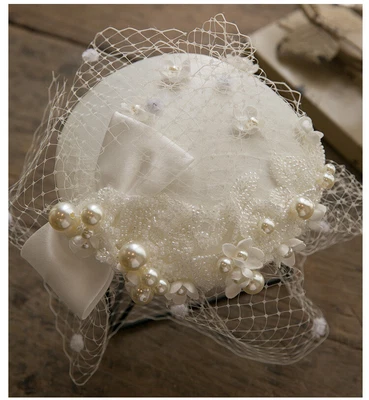 £30.09 • Buy Royal Pillbox Hat Mesh Pearl Veil Fascinator Cap Headpiece Clip Wedding Party UK